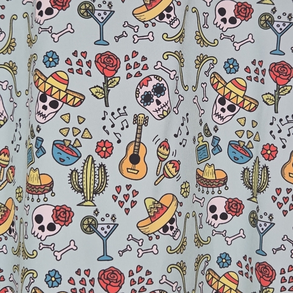 Tropical Bros Mens Super Stretch Mexican Fiesta Candy Skull Hawaiian Shirt XL - Picture 3 of 8